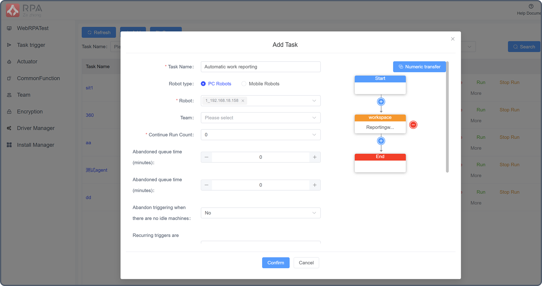 Interface Display - Scheduled Tasks